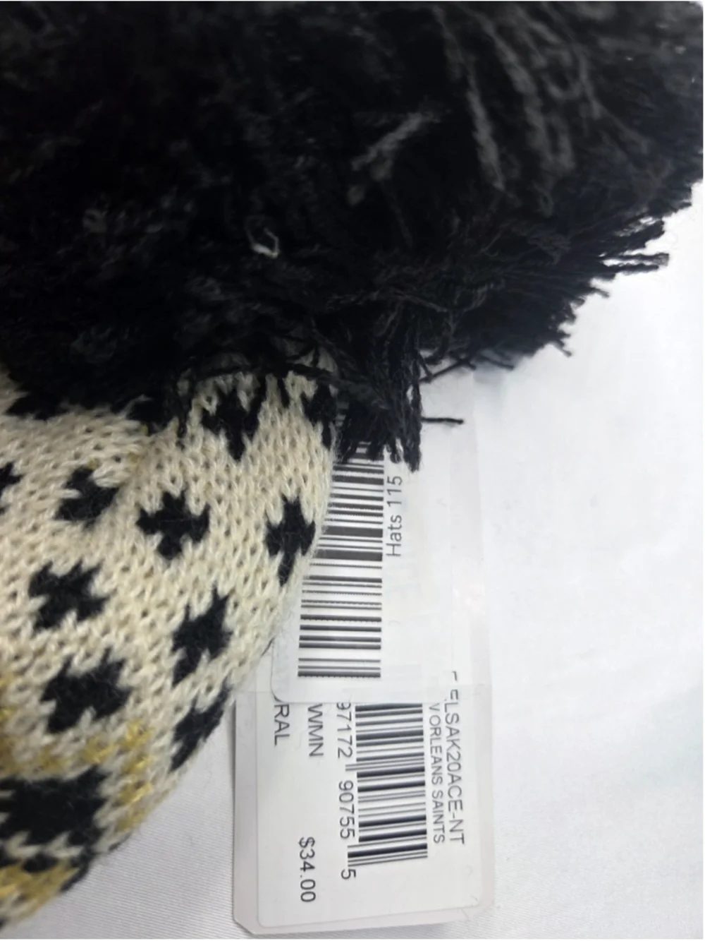 47 New Orleans Saints Women's Cuffed Pom Knit Beanie Natural Black Gold NWT #115